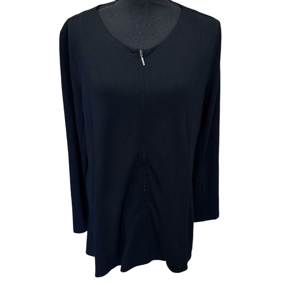 Soft Surroundings Women's Jacket Top Size XL Calista Black Full‎ Zip Tunic
